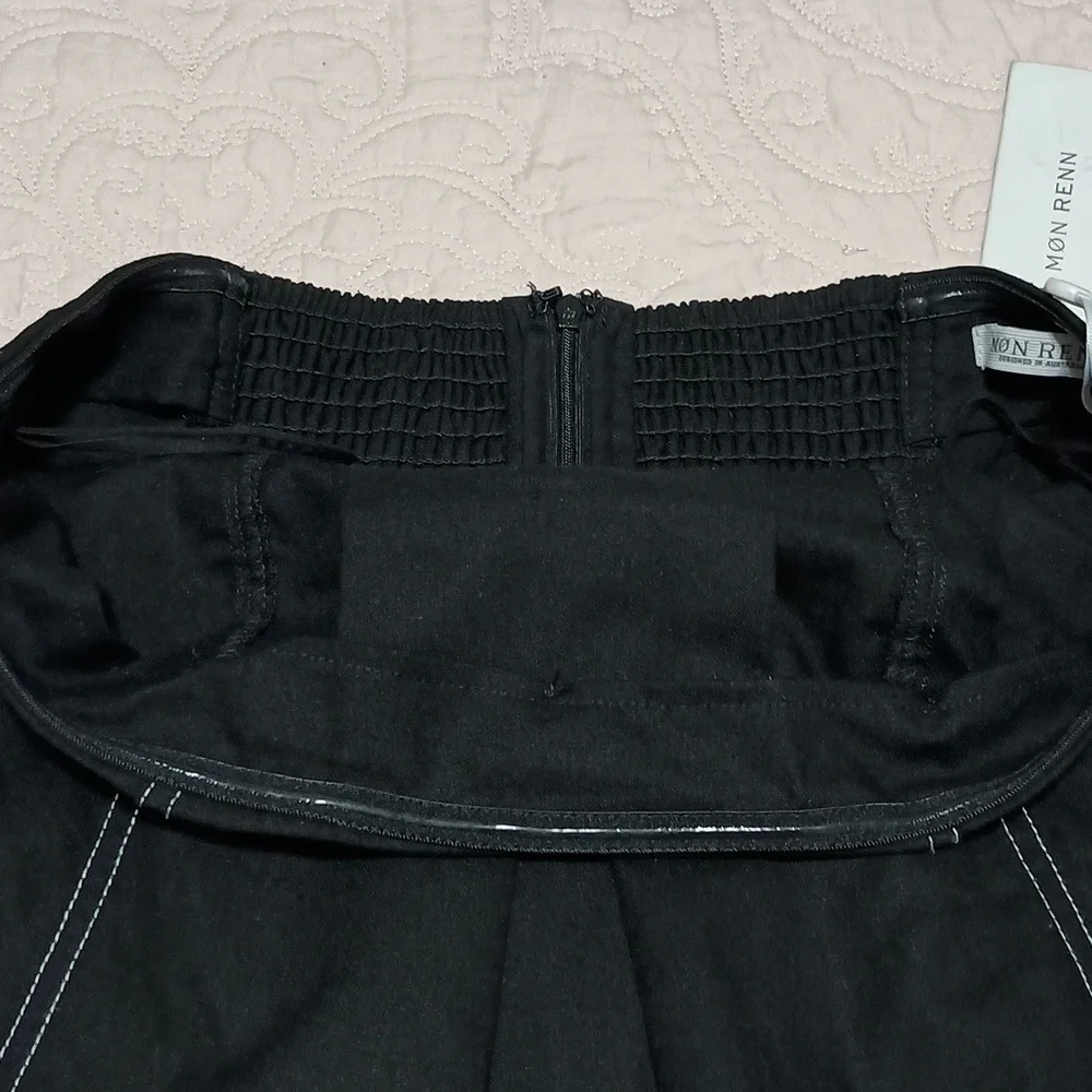 Mon Renn NWT Black Strapless A-Line Dress with Contrast Stitching - Picture 7 of 9
